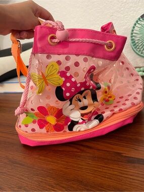 Minnie Mouse Pink Clear Drawstring Beach Bag